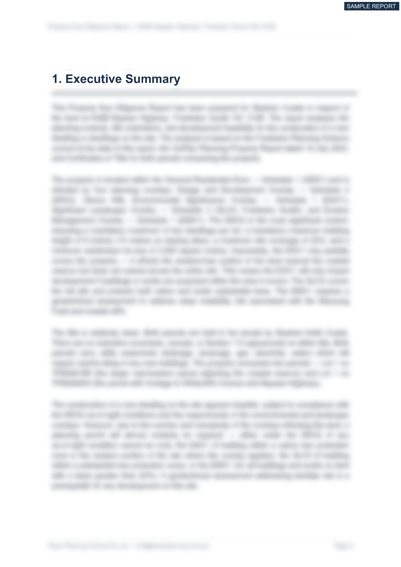 Executive Summary - sample report page