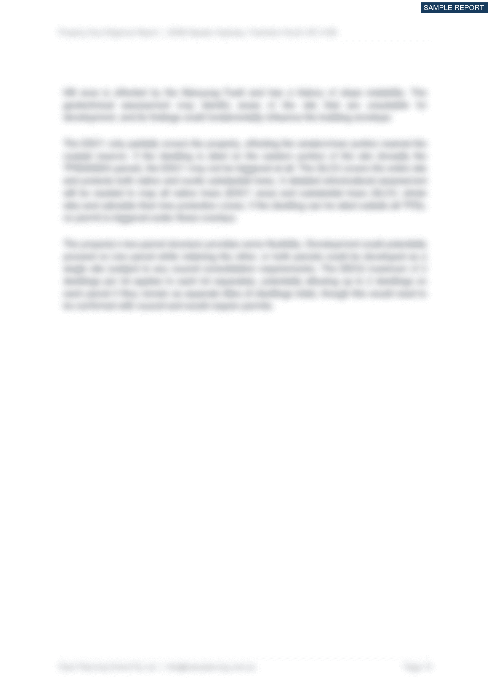 Development Feasibility Assessment - sample report page