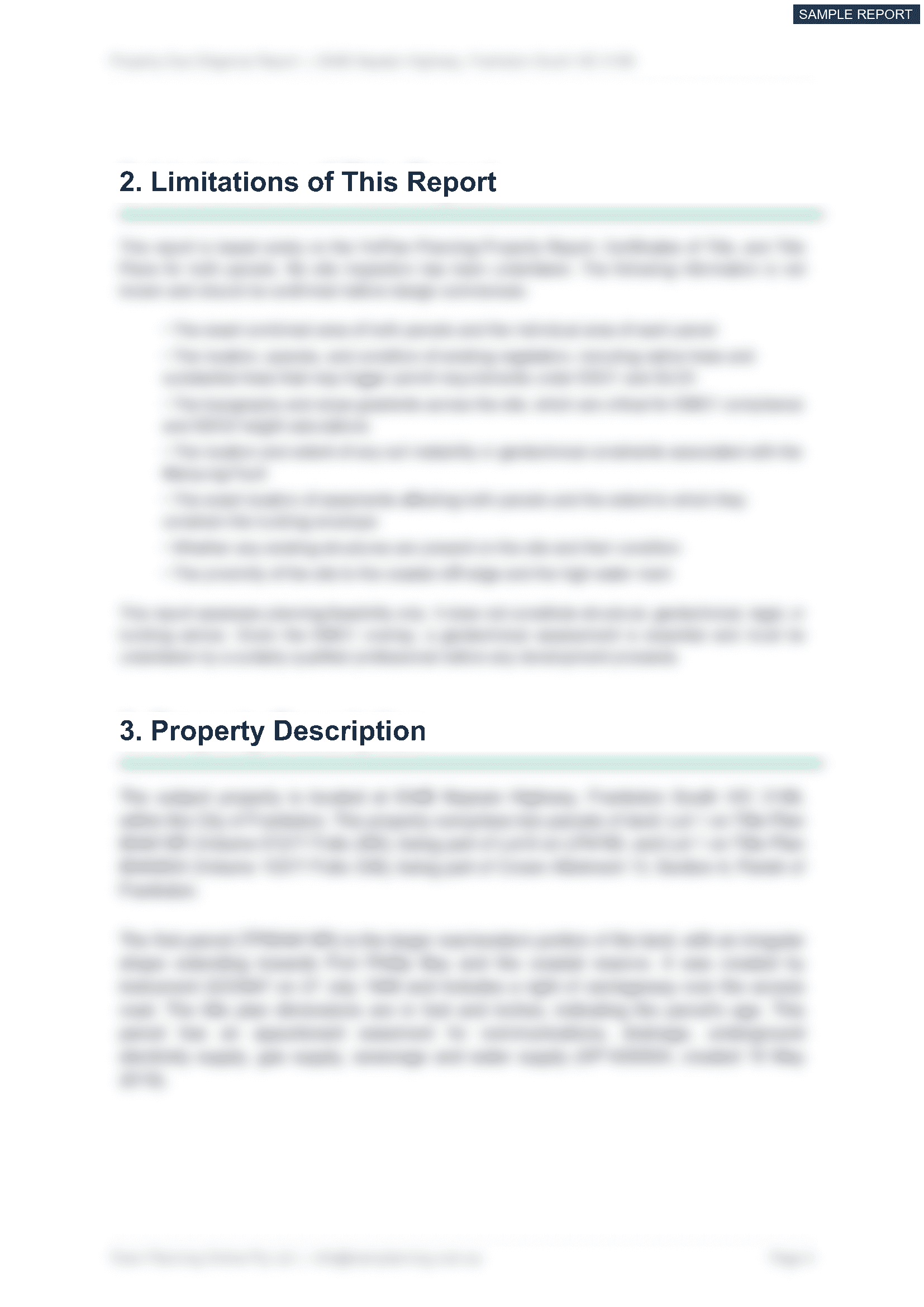 Limitations - sample report page