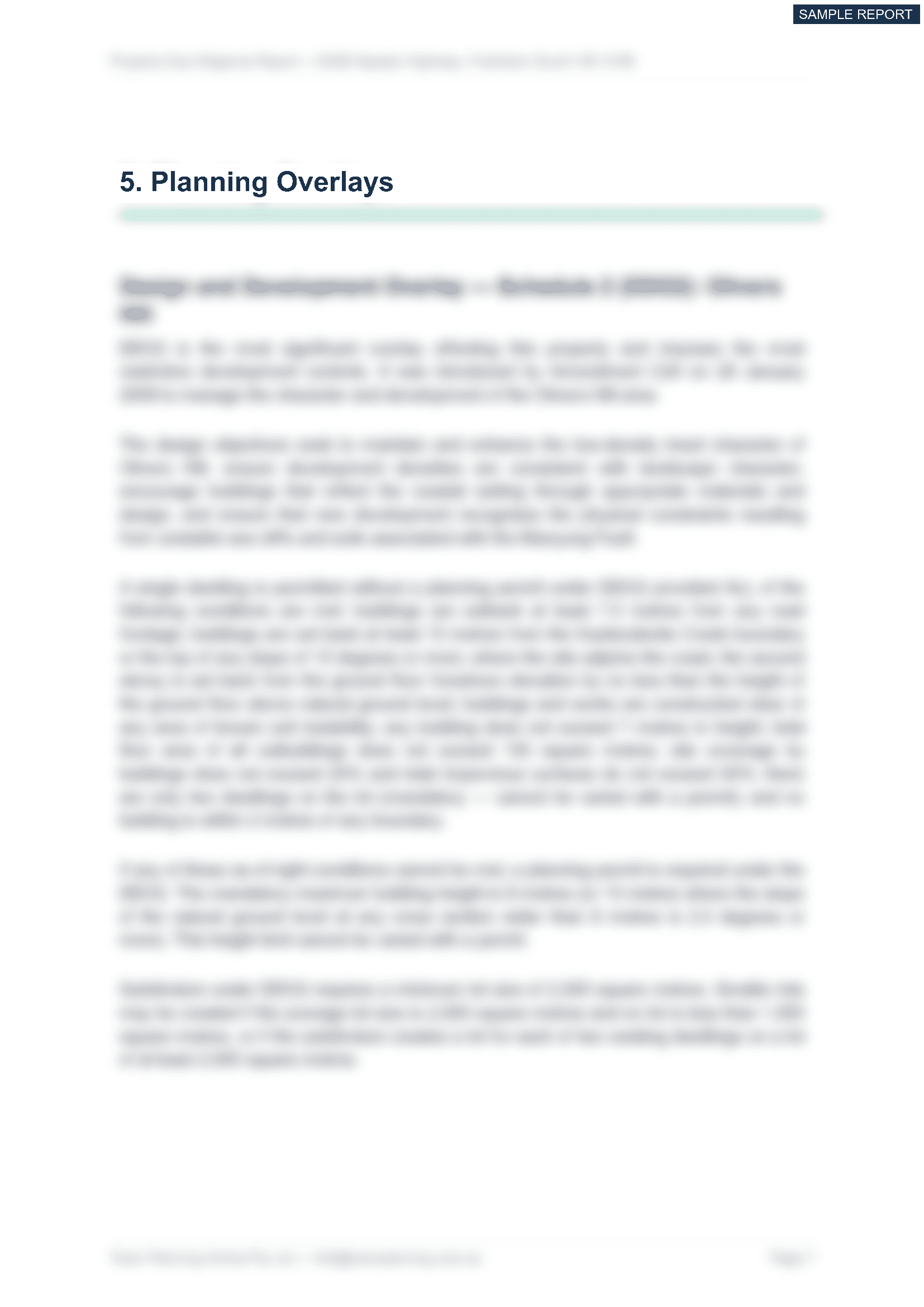 Planning Overlay Analysis - sample report page