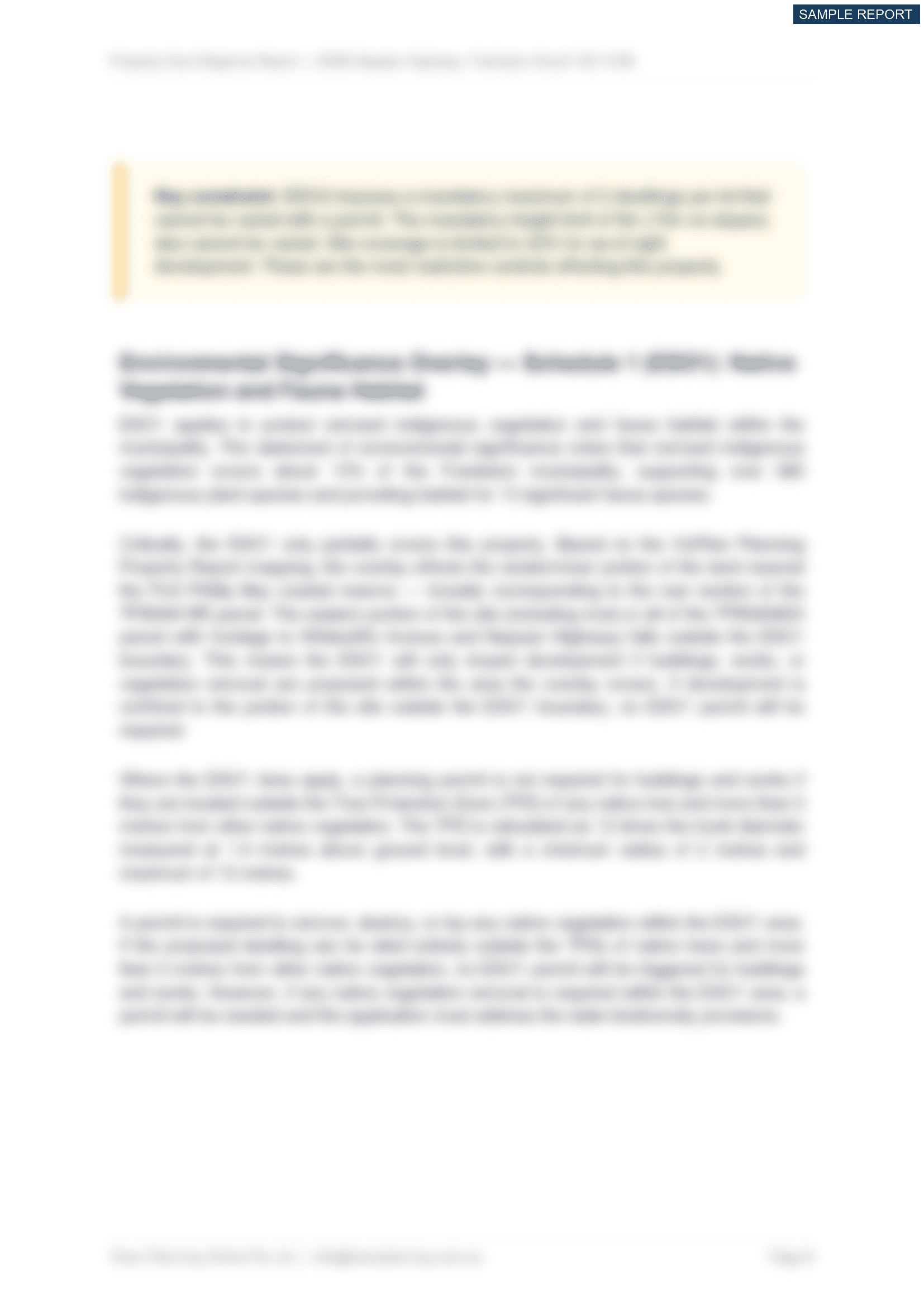 Planning Overlay Analysis - sample report page