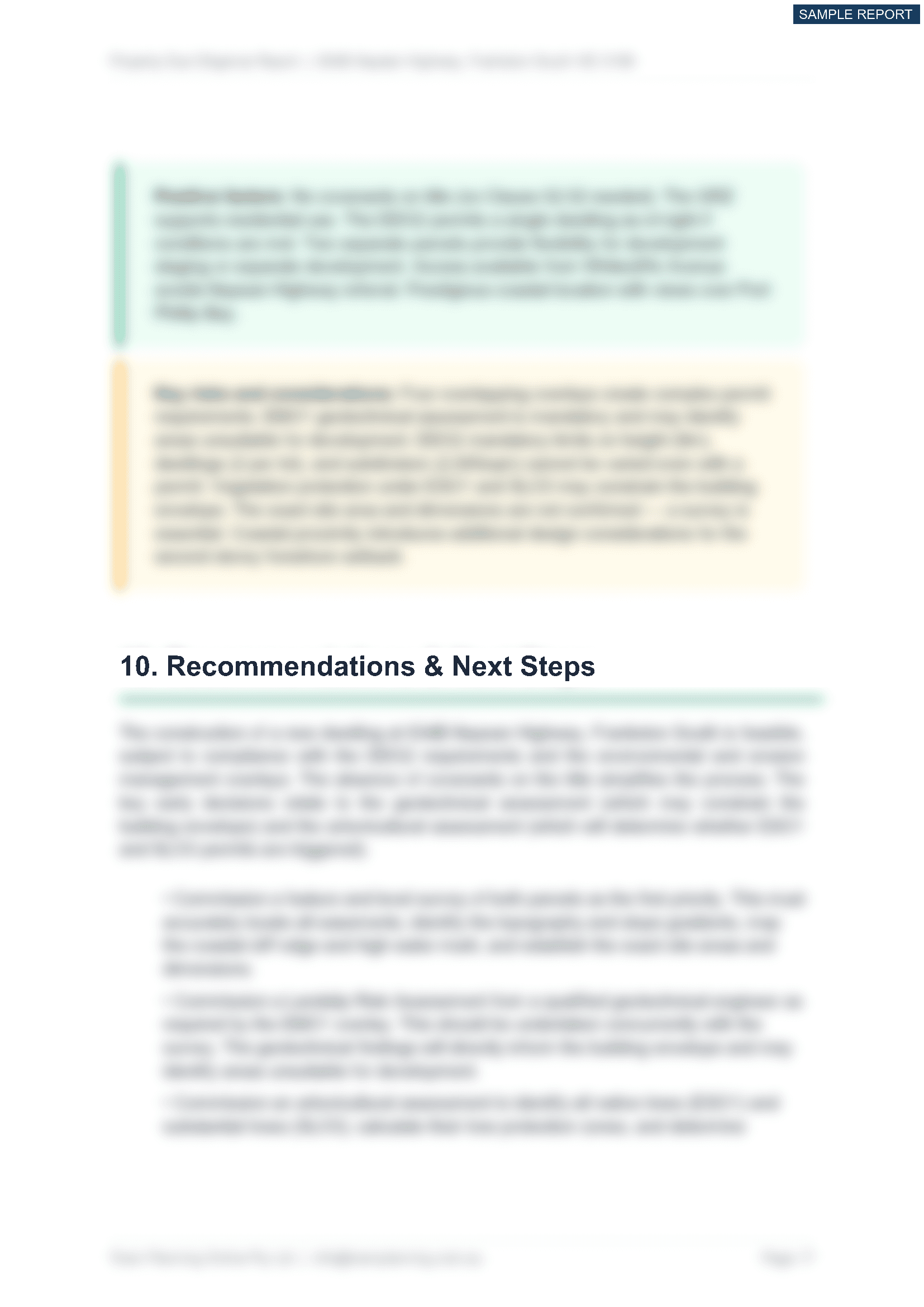 Recommendations & Next Steps - sample report page