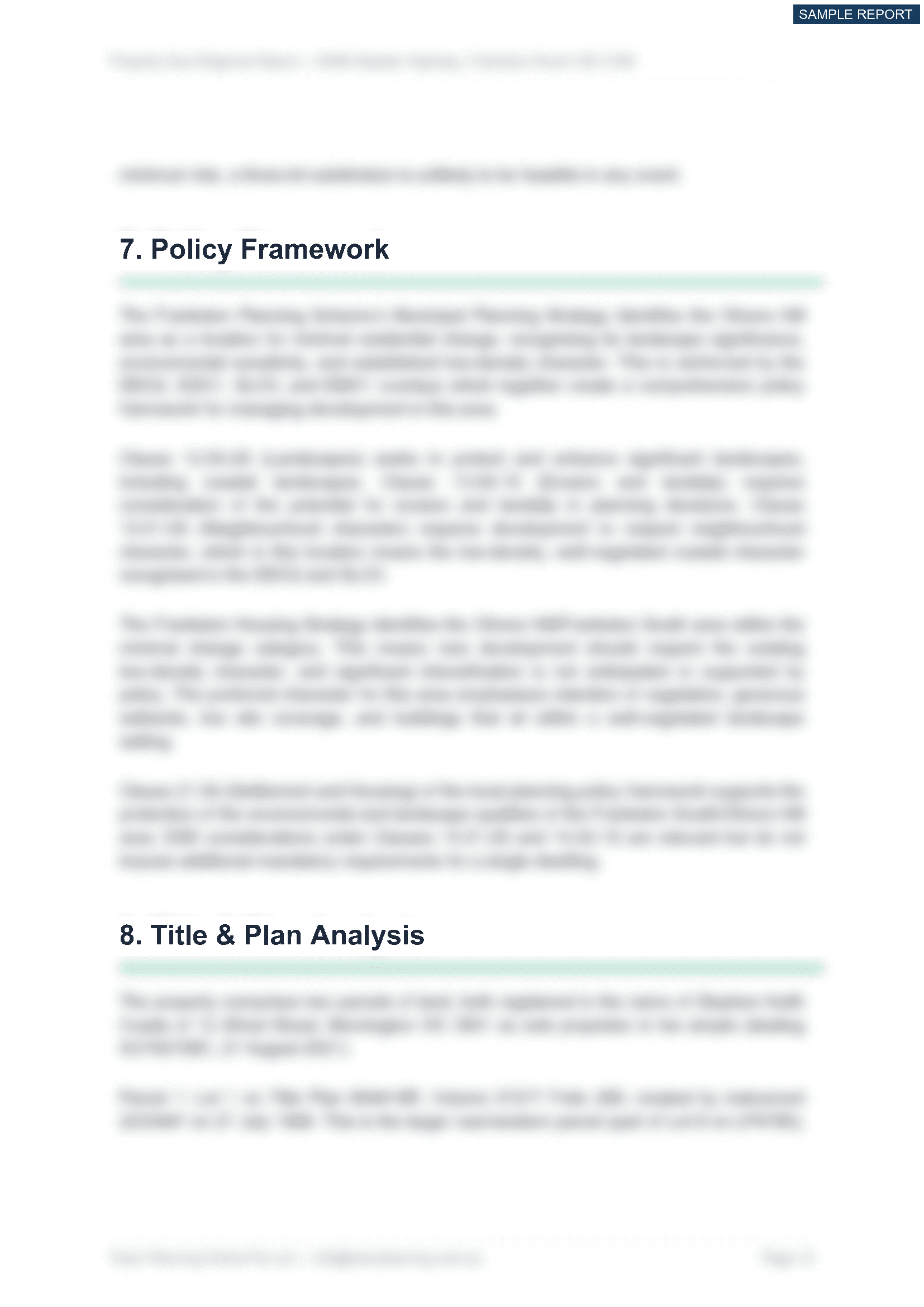 Title & Plan Analysis - sample report page